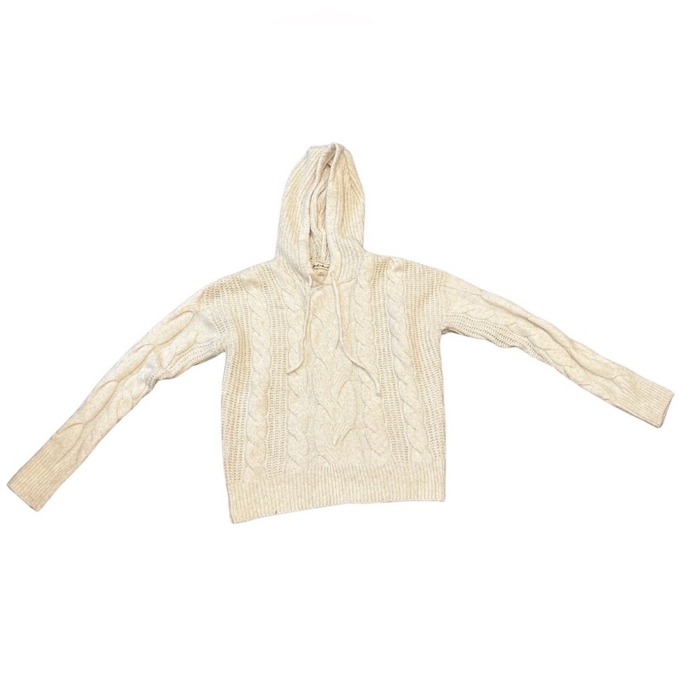 Derek Heart Knit Hoodie Sweater | Cream | Size S | NWOT